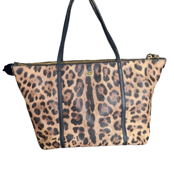 Dolce & Gabbana Handbags - Dolce & Gabbana Leopard Print Coated Canvas Tote Bag